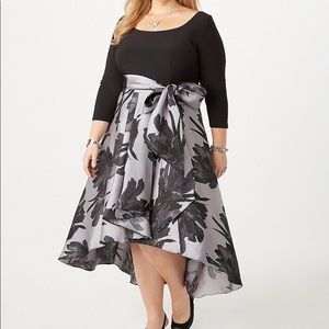 Belted Floral Hi-low Flare Dress